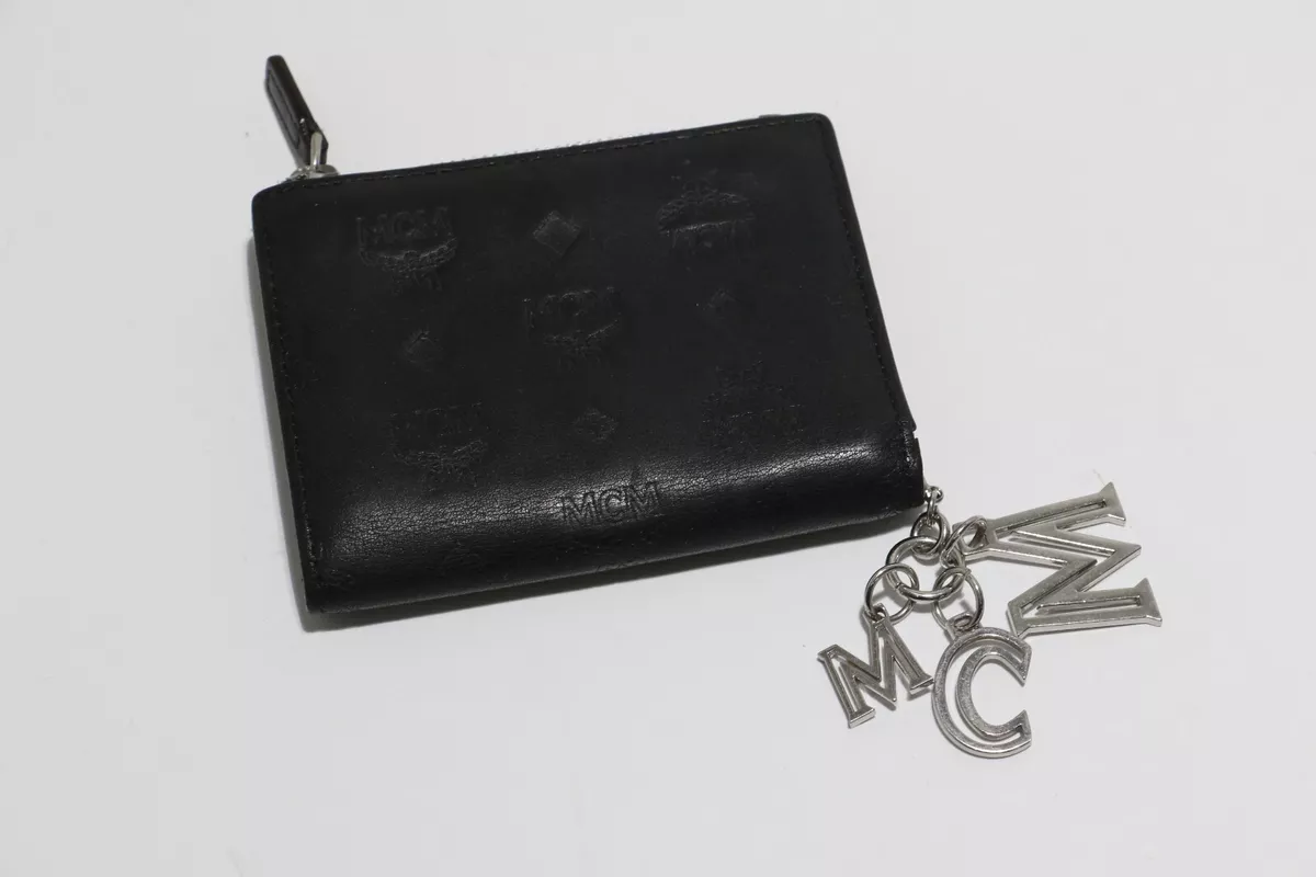 Mcm Monogram Leather Credit Card Keychain Wallet