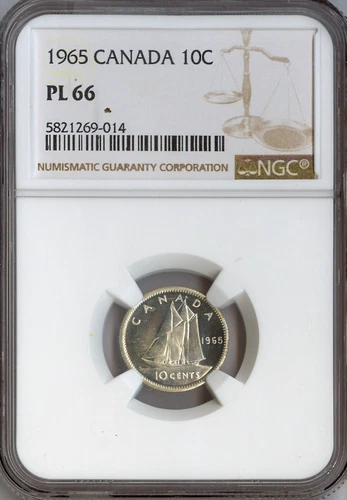 1965 Canada 10 Cents NGC PL66 Quality