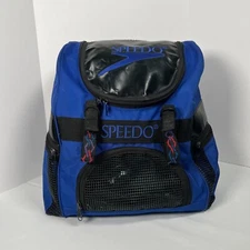 Vintage Speedo Large Blue Backpack Book Bag Swim Bag Sports 1990s Tribal Straps