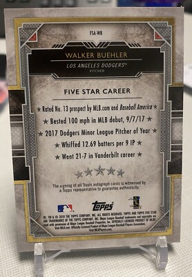 2018 Topps Five Star - Blue #FSA-WB Walker Buehler /25 (AU, RC) | eBay