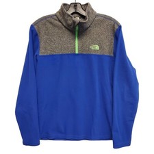 THE NORTH FACE Sweater YOUTH Boys XL Blue Gray Pullover 1/4 Zip Fleece Outdoor