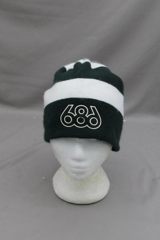 686 Snowboard Toque - Patrón de Rayas Verdes y Blancas - Ajuste Elástico Adulto Foto 3 de 4