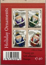 Scott #BK298 (3887-3890) HOLIDAY ORNAMENTS Booklet of 20 US 37¢ Stamps MNH 2004