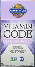 GARDEN OF LIFE MULTI VITAMIN CODE RAW PRENATAL WHOLE FOOD SUPPLEMENT 90 CAPSULES