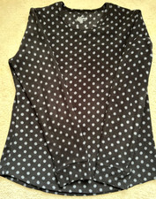 CUDDL DUDS CLIMATE RIGHT LONG SLEEVE CREW NECK, BLACK/GRAY POLKA DOT, SIZE XL