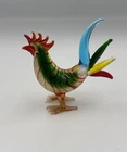 Murano Vintage Blown Glass Miniature Rooster Sculpture Colorful Chicken 2-3/4”