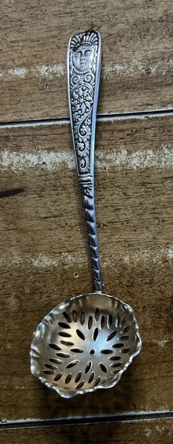 Assyrian Head by 1847 Rogers Plate Silverplate GW Sugar Sifter Ladle 5 1/4"