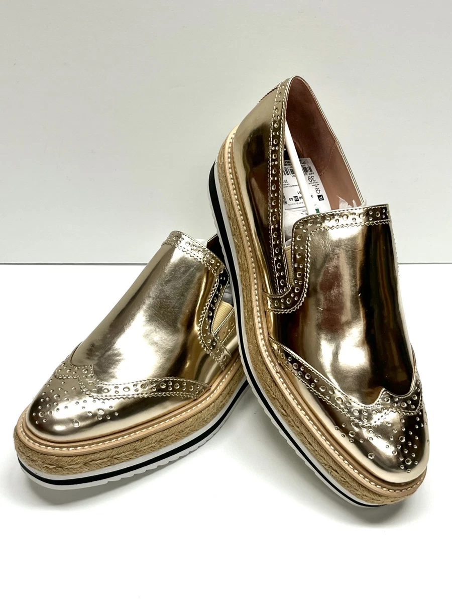 Escarpins Zara En Velours Et Doré - Taille 38 (US 8) - Talons Hauts Aiguilles - Occasion