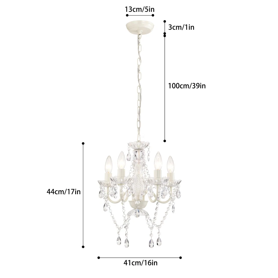 Lámpara de techo pequeña de cristal lámpara blanca 4 luces para comedor Foto 3 de 4