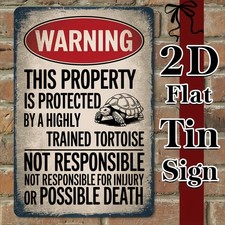 Humorous Turtle Warning Tin Metal Signs Home D cor 8x12 Wall-Mounted Red Circle
