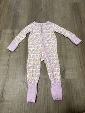 Little Sleepies Bamboo Pink Pastel Rainbows Zippy Size 3-6 Months