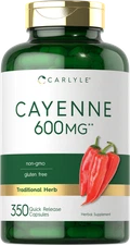 Cayenne Pepper Capsules | 600 mg | 350 Count | Non-GMO, Gluten Free | by Carlyle