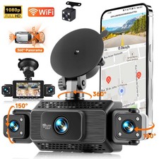Dashcam 3 Pollici 1080P Auto DashCam con 4 Canali e Wi-Fi Full HD Visione Notturna Sensore G