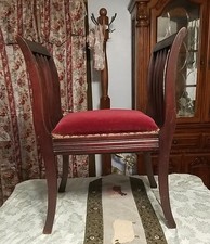 Louis VX Parlor Chair, Mahogany, Red Velvet, Original Condition, Museum Quality 