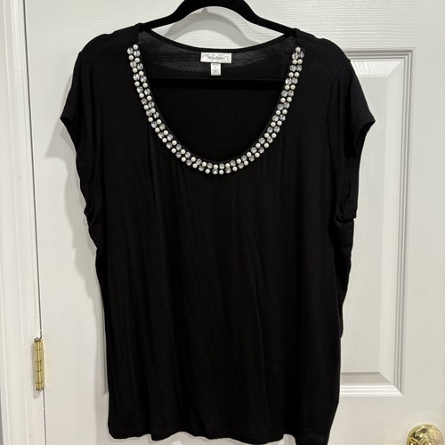 Haut Noir Catherines Black Label Avec Perles - Taille 1X - Neuf Avec étiquettes (NWT)
