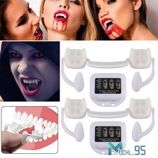 2X Retractable Halloween Cosplay Dentures Vampire Teeth Fangs Costume Party Prop