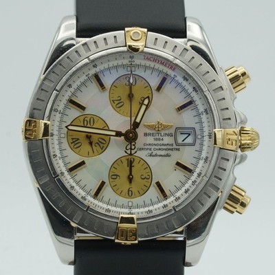 Breitling Chronomat Evolution A13356 Bezel White Mop Pearl BR634 Steel/Golden
