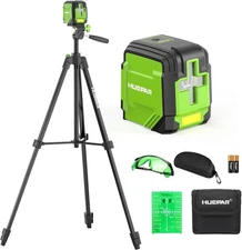 Laser Level with 60in Tripod, HUEPAR 98Ft Small Laser, Green Cross Line 