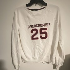 Abercrombie Fitch Women's White Pullover Sweatshirt S Graphic Logo
