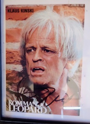 Original Klaus Kinski ( 1926 - 1991 ) Autogramm Komando Leopard (mit Zertifikat)