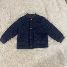 Polo Ralph Lauren Quilted Jacket Toddler 2T Barn Coat Snap Buttons Pony NAVYBlue