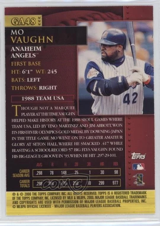 2001 Topps Chrome Golden Anniversary Mo Vaughn #GA48 - Image 2 of 2