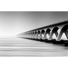 Giant Art 84x54 The Endless Bridge Fine Art Giant Canvas Print in Multi-Color