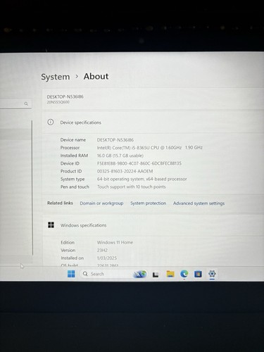 π₯ lowest Price π₯ Lenovo ThinkPad T590 20N5 Intel i5 16GB DDR4 256GB. Touch - Picture 5 of 6