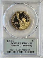 2014 PCGS PR69DCAM WARREN G. HARDING PRESIDENTIAL DOLLAR-$6.00 FLAT RATE SHIP.