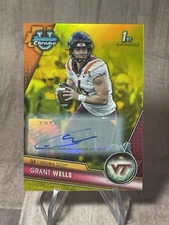 2023 Topps Bowman Chrome U Grant Wells 1st Auto /75 Virgina Tech 