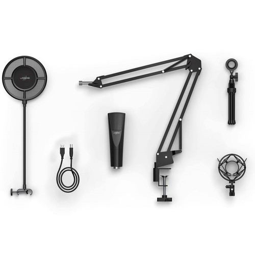 uRage Stream 800 HD Studio Streaming Starter Set PC Microphone Pare-Vent Trépied - Photo 3/9