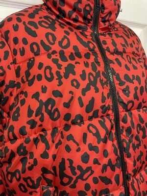 CI SONO Red/Black Cheetah Puffer Jacket Women's M NWOT | eBay