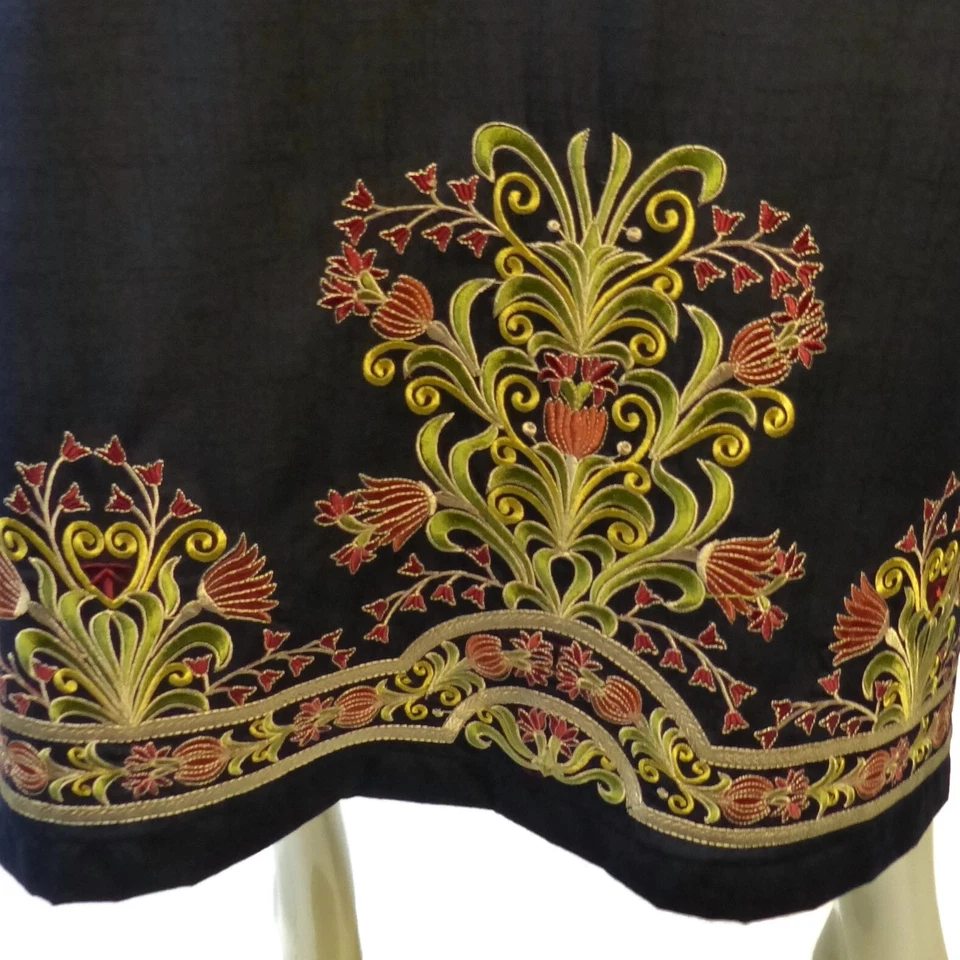 Women's Elegant Caftan Kaftan Maxi S-M Midnight Blue Gold Red Green Embroidery - Image 4 of 4