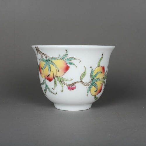2,5" China Famille Rose Porzellan 65 ml Freihand Skizzieren Langlebigkeit Pfirsich Teetasse - Bild 2 von 5