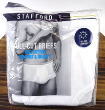 Stafford Full-Cut White Briefs by JC Penny 6 100 Cotton Size 30 NEW SEALED