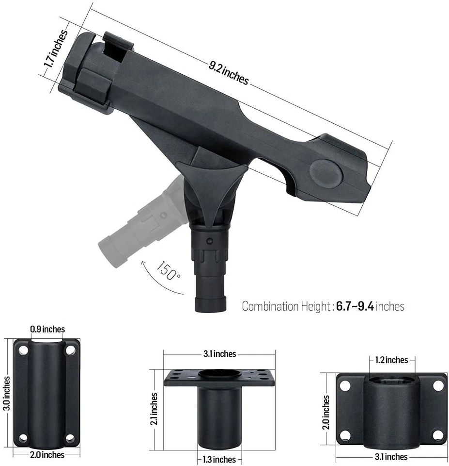 Adjustable Fishing Rod Holder for Boat, Kayak, pontoon boat with 3 Mount - Image 4 of 4