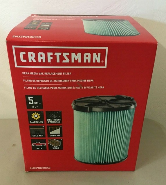 Craftsman HEPA Filter 11 PACK 5 Gal +, Allergens/Ash/Drywall/Wood