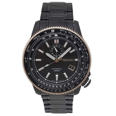 Seiko SSA008K1 Automatic Watch Black Pilot 100m Stainless Steel SSA008 NOS New