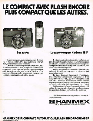 ADVERTISING ADVERTISING 104 1978 HANIMEX Camera SUPER COMPACT 35 IF