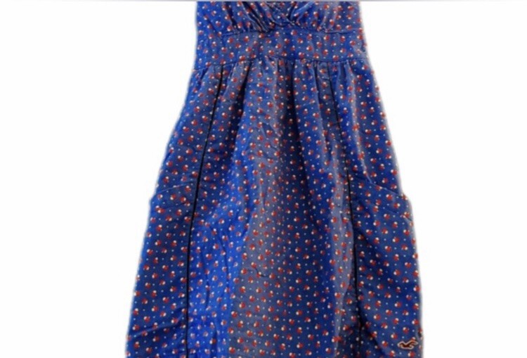 princess polly baby blue dress Hollister Navy Blue Pink White Polka Dot Mini Women's Dress Size S
