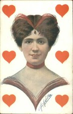 Cartas de juego arte de póker - hermosos corazones de mujer SCOLIK? Postal C1910
