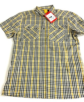 $80 Eider Dartmoor Stretch S/S Shirt NWT Size S Snap Button Front Pockets Check