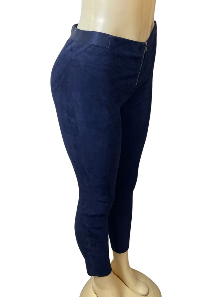 Leggings Alice + Olivia Mujer Azul Marino Gamuza Con Cremallera Frontal Talla 6- NUEVOS Foto 2 de 4
