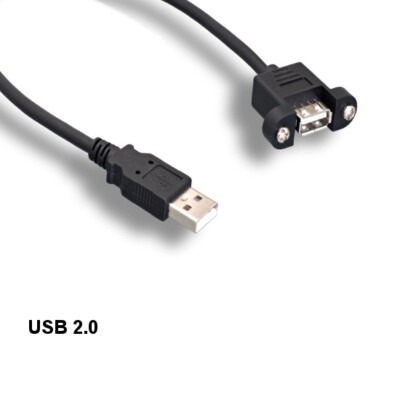 KNTK 1' Panel-Mount USB 2.0 Type A Extension Cord 28AWG Sync Charge Data Cord