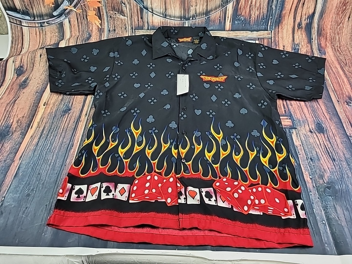 VTG Las Vegas Shirt Mens Size  XL  90s  Style Skate Grunge Rave Flames (F)