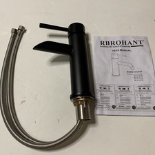 NEW Matte Black Bathroom Waterfall Faucet, w/Water Supply Hoses