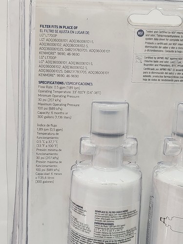 Project Source 6-Month Twist-in Refrigerator Water Filter Fits LG LT700P- 2 Pack - Picture 10 of 11