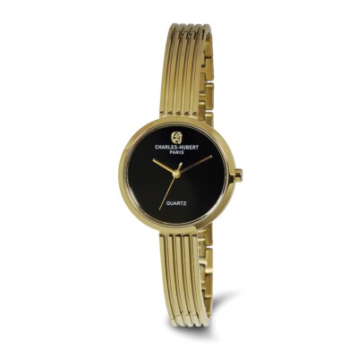 Charles Hubert Ladies Gold Plated Stainless Steel Black Dial Watch Charles Hubert Gold-plated Stainless Steel Black Dial Watch  main image 4