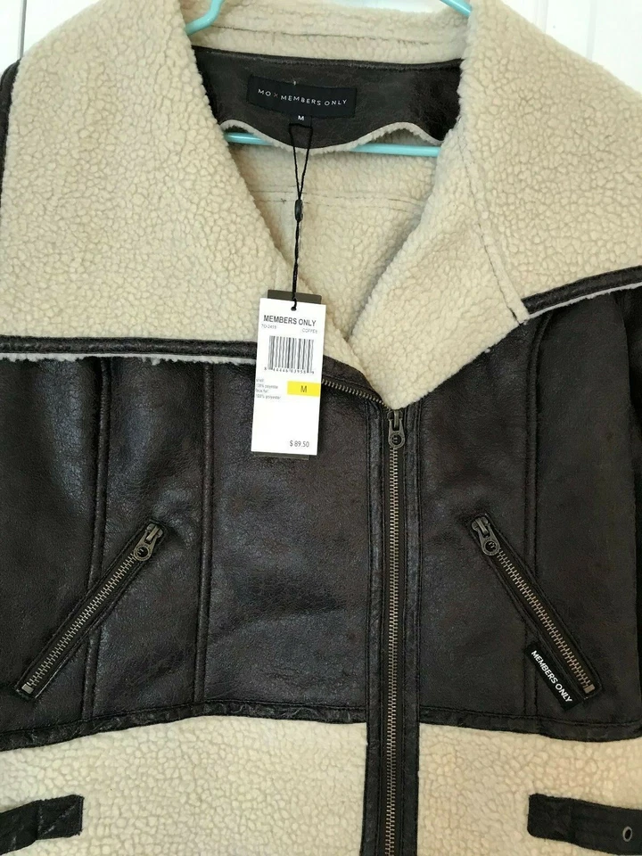 Members Only Women's Brown Faux Fur Coat Motorcycle Jacket Outerwear L - Image 4 of 4