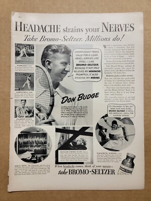 Vintage 1939 Bromo Setlzer Son Budge Golfer Print Ad Advertisement